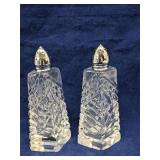 Vintage Crystal Cut Glass Salt and Pepper Shakers