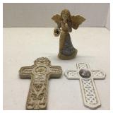 Lot of 2 Crosses and 1 Figirine