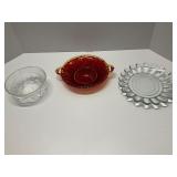 3 Vintage Glass Dishes