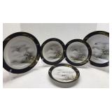 Lot of 5 Unique Kutani or Chokin Art Plates