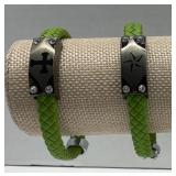 Two Soloray Woven Braided Cuff Bracelets