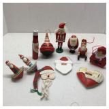 Group of Wooden and Fabric Christmas Ornments