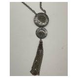 Ruby Rd Silver Tone Medallion Tassel Necklace