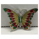 Beau Sterling Multi. Colored Enamel Butterfly
