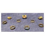 Lot of 9 Unisex Rings - Various Sizes
