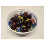 Container of vintage marbles