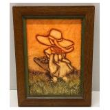 Textured Wooden Sun Bonnet Girl Framed Plaque