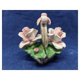 Italian Capodimonte porcelain flower basket