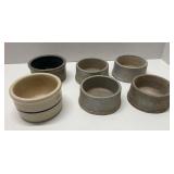 6 Small Bowls 4 Heavy Aluminum - 2 Pottery