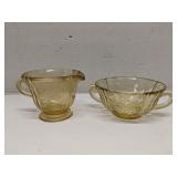 Federal Glass Madrid creamer & sugar