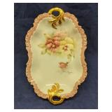 Hand-painted porcelain relish dish signed