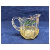 US Glass Michigan Yellow Painted Flowers Creamer