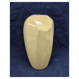 Signed  ivory-colored geometric pottery vase