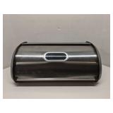 stainless steel bread box w/ sleek roll-top door