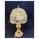 Vintage porcelain rose boudoir lamp