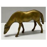 Vtg . Solid Brass Grazing Horse