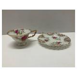 Vtg. Hand Painted Reticulated Cup & Saucer