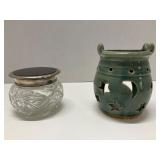 Lot of 2 Vtg Ralph Lauren 6.3 oz Glass Jar &