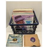 Crate of vintage vinyl records