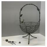 Vtg Metal Basket & Steel Wind Chime's