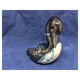Hand Painted pottery Loon figure, repaired