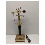 MCM neoclassical-style brass column table lamp