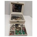 Vintage jewelry box full of fashion jewelry