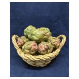 Vietri Artichokes in Basket ceramic, repaired
