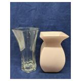 Lot of 2 vases - pink & clear