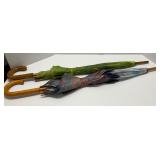 Lot of 2 Vintage Wooden Handles Umbrellas