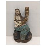 Carved wooden mermaid wall sculpture decor