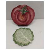 Vietri Tomato plate & Fitz&Floyd lettuce plate