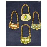 Set of 4 decanter tags - Gin Vodka Scotch Bourbon