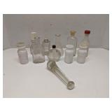 Group of old apothecary glass bottles
