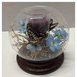 Vintage 1970's  Butterfly Under Glass Candle