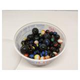 Container of vintage marbles