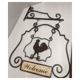 Wrought Iron rustic rooster welcome sign