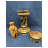 Group of 3 wood decor items