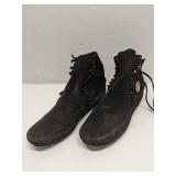Black suede Minnetonka Two Button Hardsole boots