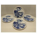 4 Boch Frères porcelain plates from La Louvière