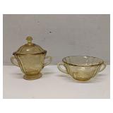 Federal Glass Madrid cream soup & sugar bowl