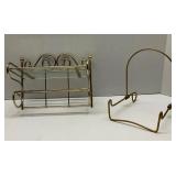 Lot of Brass Shelf & Plate Holder