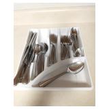 Flat of Onieda stainless flatware in tray