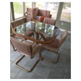 Wood and glass table with 4 chairs