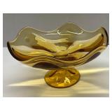 MCM Amber Viking Pedestal Bowl American Glass