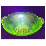 1930's Lancaster Uranium Glass Debra Pattern