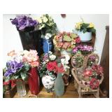 Group of faux flower arrangments