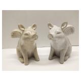 Lot of 2 flying pigs w/wings figures