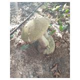 Concrete mushroom yard art