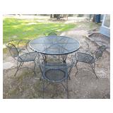 Vintage wrought iron patio set - table & 4 chairs